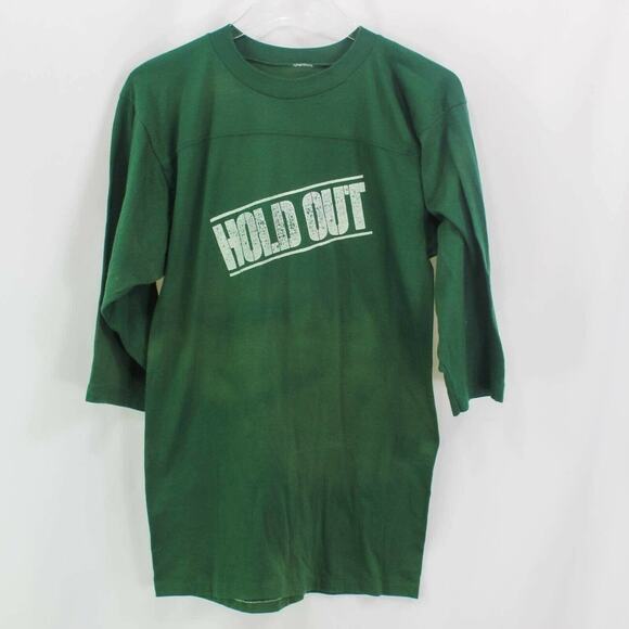 Jackson Browne Hold Out Tour Concert 80 Mens Graphic T-Shirt Green 3/4 Sleeve